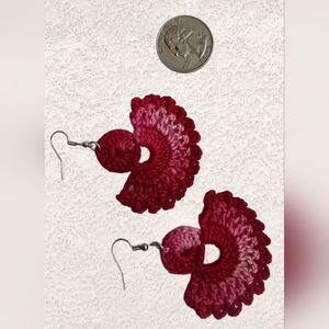 Hand Crafted Red Crochet Earrings